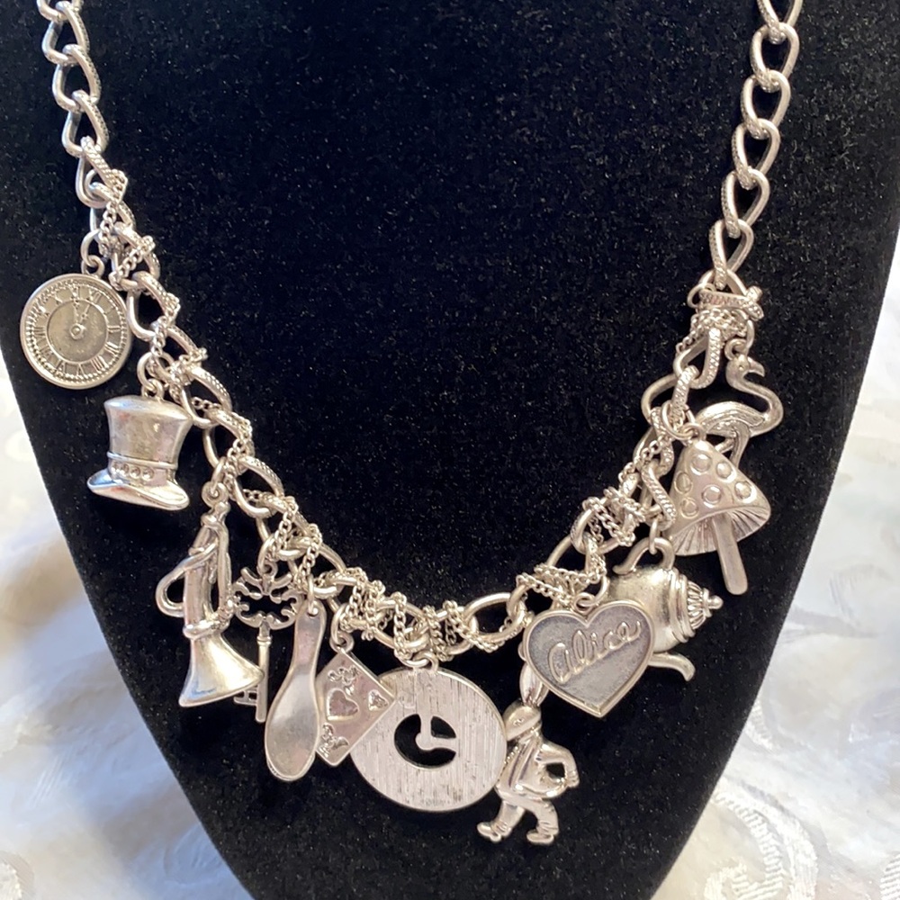 12 charms Alice in Wonderland necklace